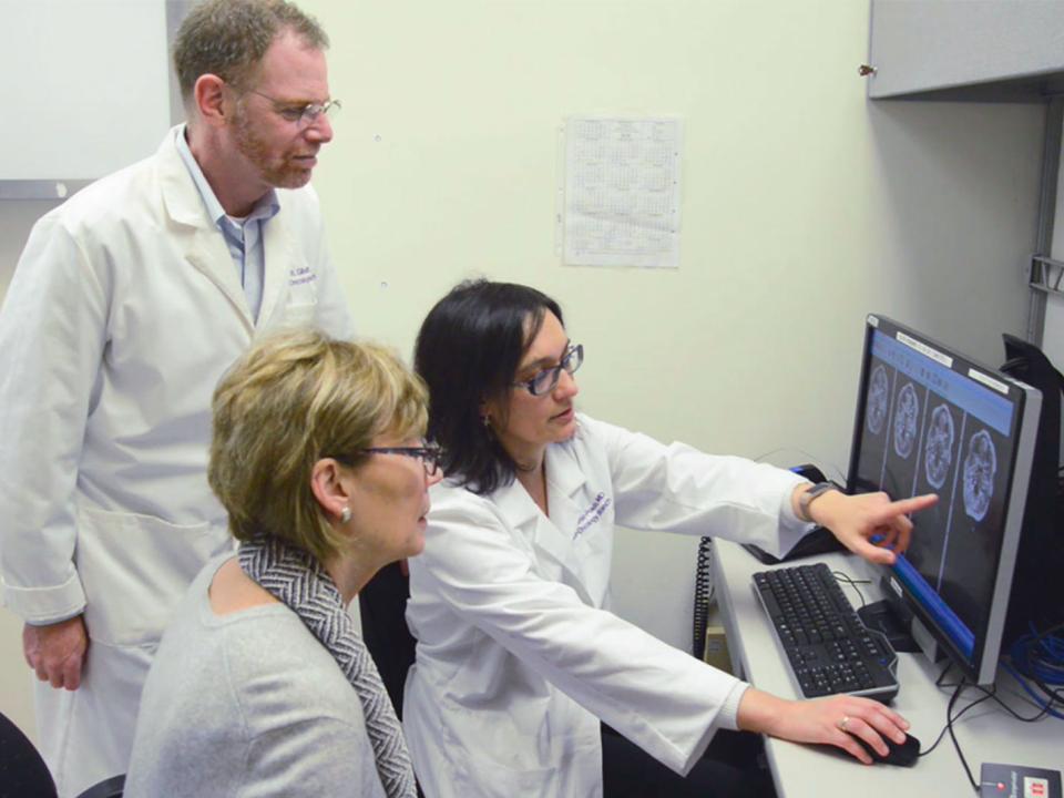 NOB doctors reviewing a scan on a monitor